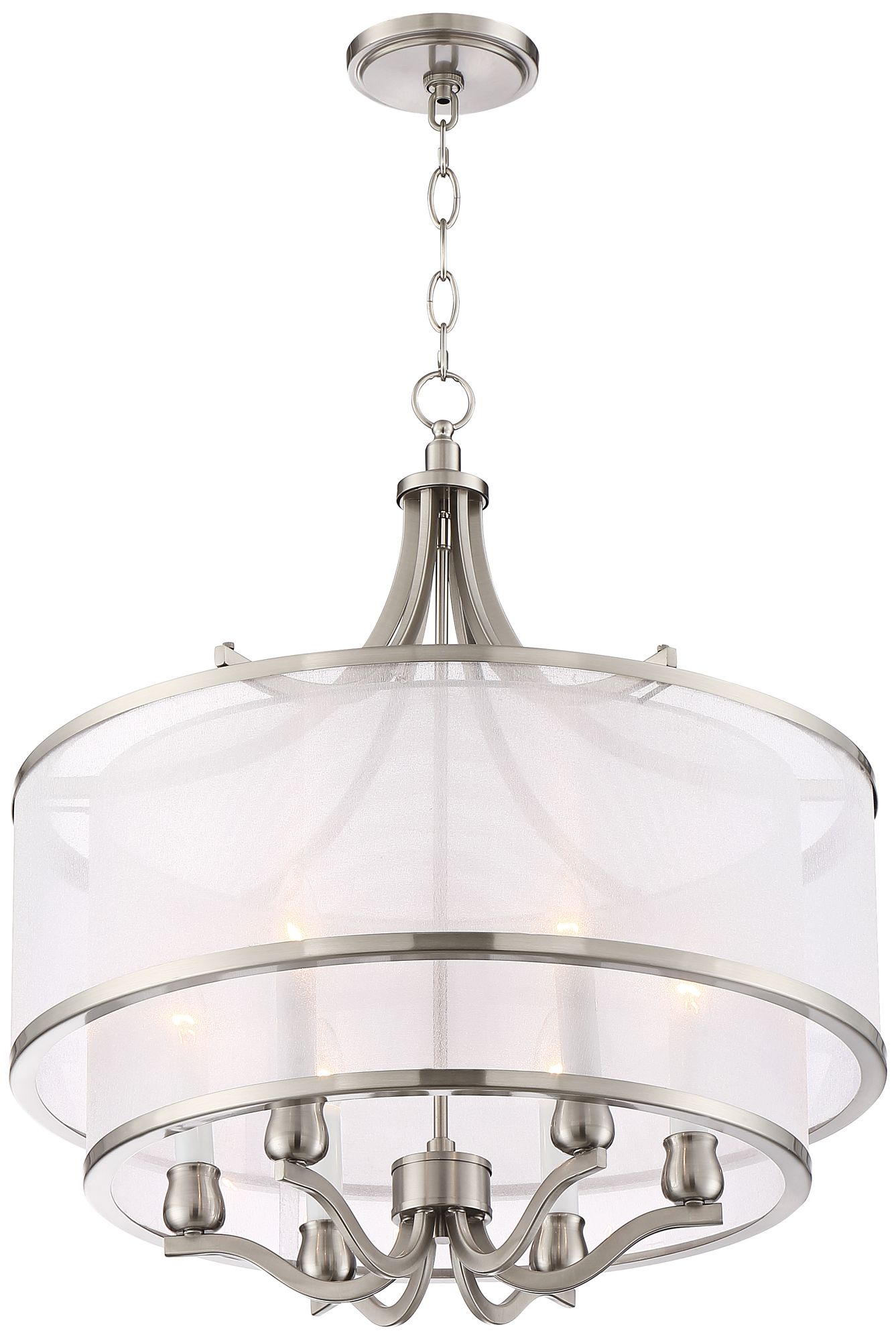 Possini Euro Nor 23" Wide 6-Light Brushed Nickel Drum Shade Pendant