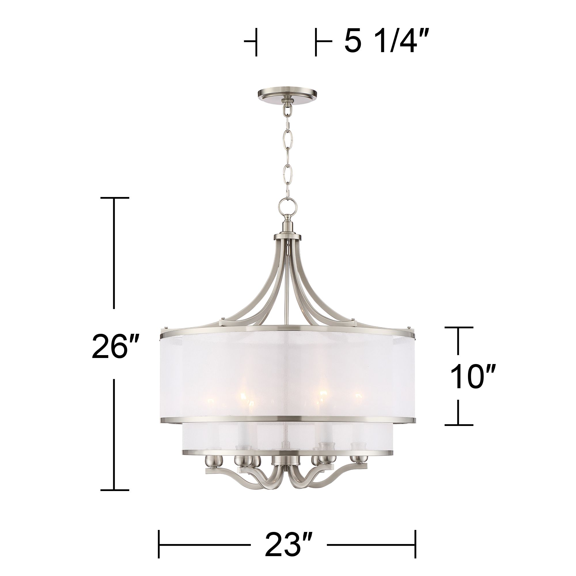 Possini Euro Nor 23" Wide 6-Light Brushed Nickel Drum Shade Pendant