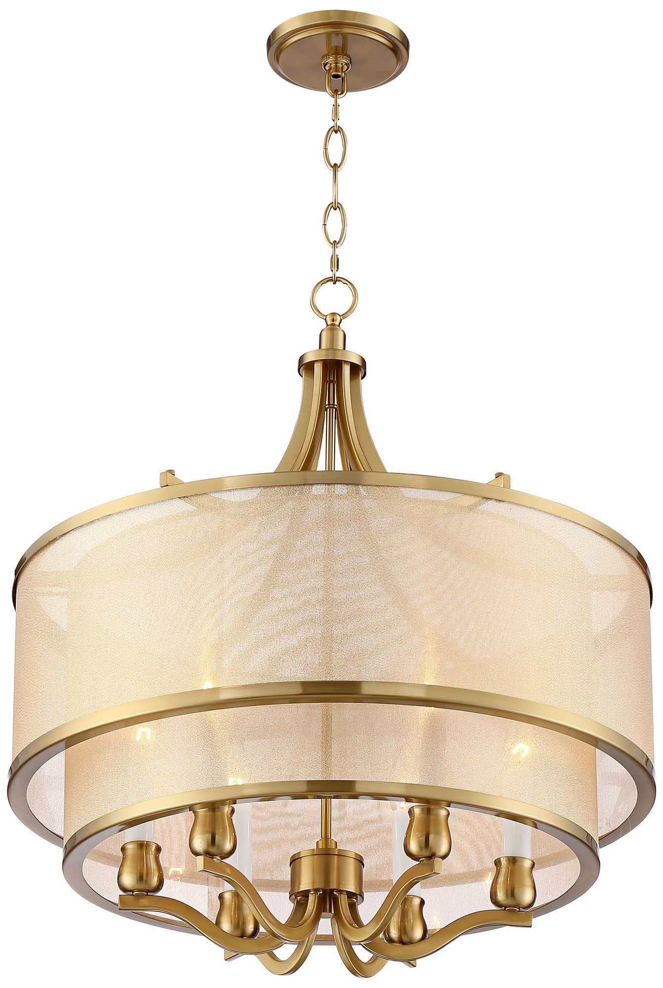 Watch A Video About the Possini Euro Nor Warm Antique Brass 6 Light Pendant