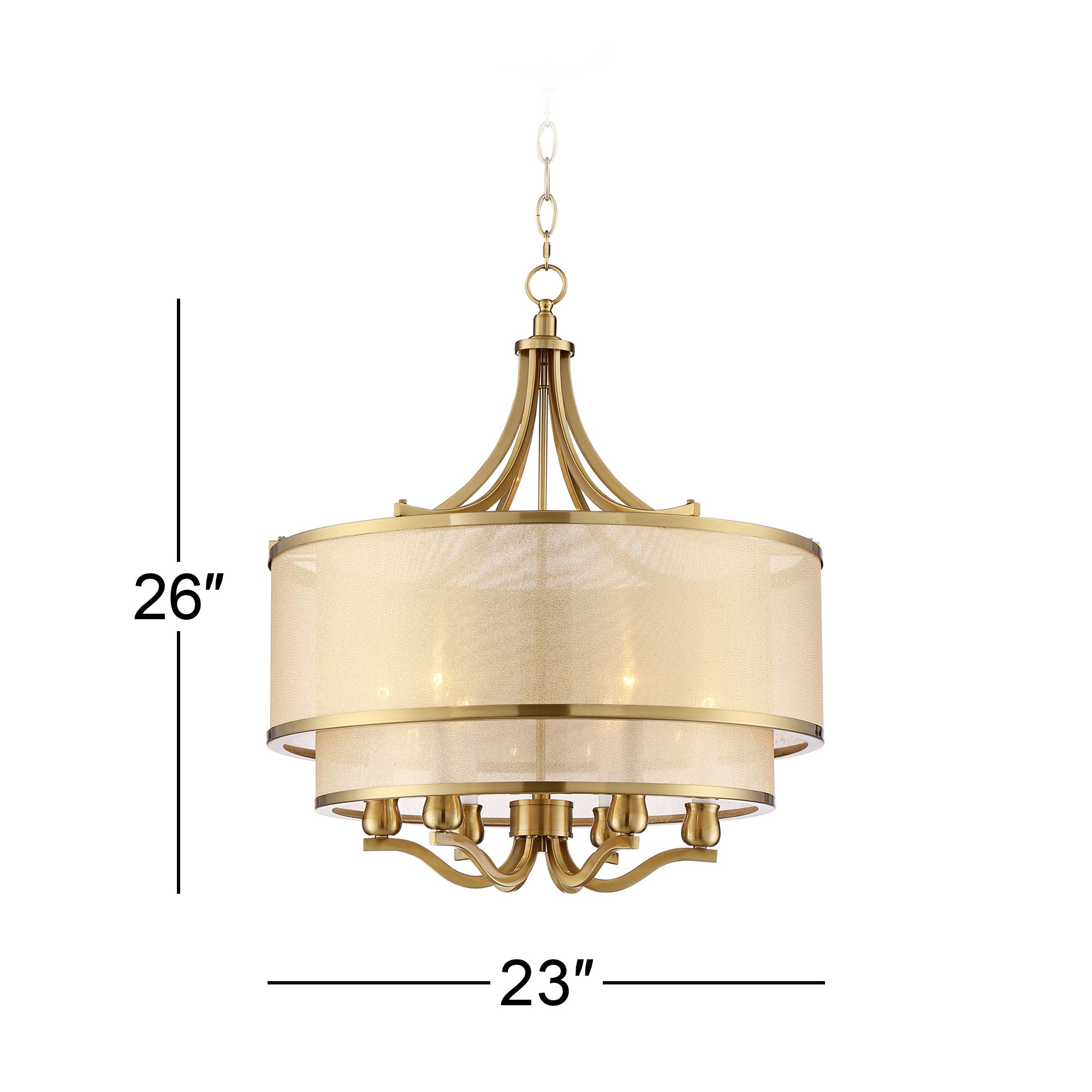 Watch A Video About the Possini Euro Nor Warm Antique Brass 6 Light Pendant