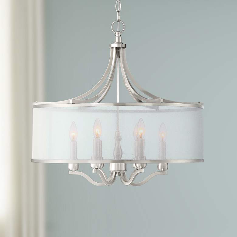 Image 1 Possini Euro Nor 25" Wide Brushed Nickel 6-Light Pendant