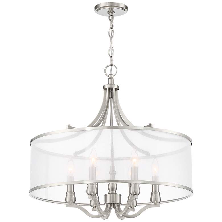 Image 6 Possini Euro Nor 25 inch Wide Brushed Nickel 6-Light Pendant more views