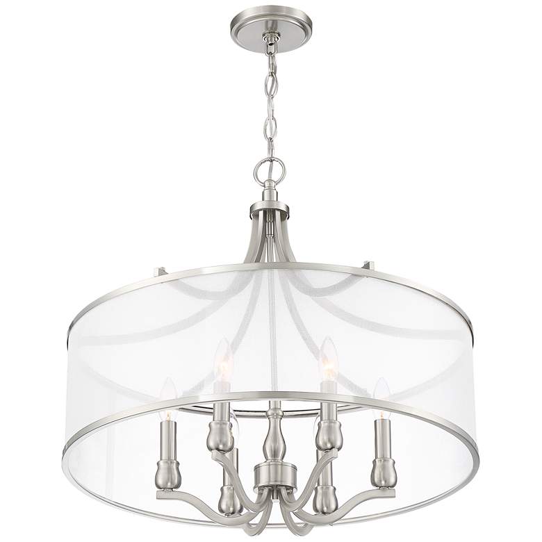 Image 7 Possini Euro Nor 25 inch Wide Brushed Nickel 6-Light Pendant more views