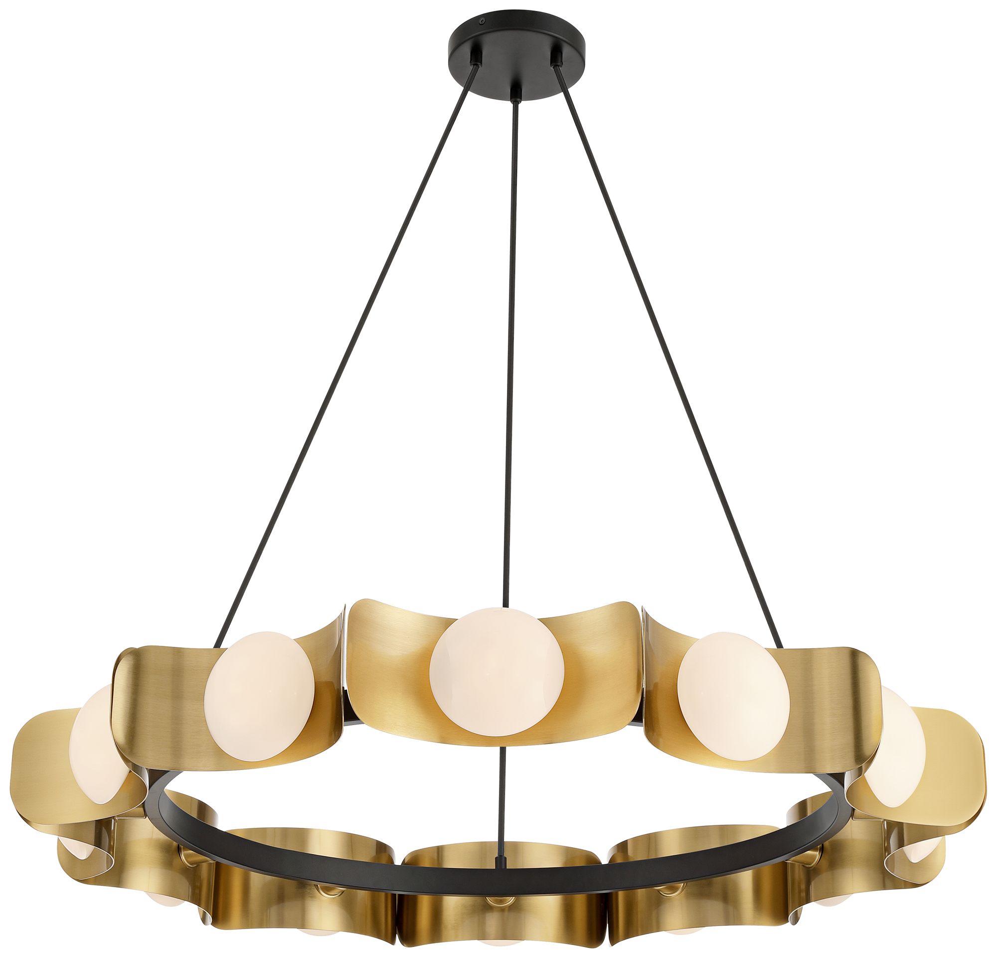 Possini Euro Novara 37 1/2" Wide Gold  Black 12-Light Ring Chandelier in scene