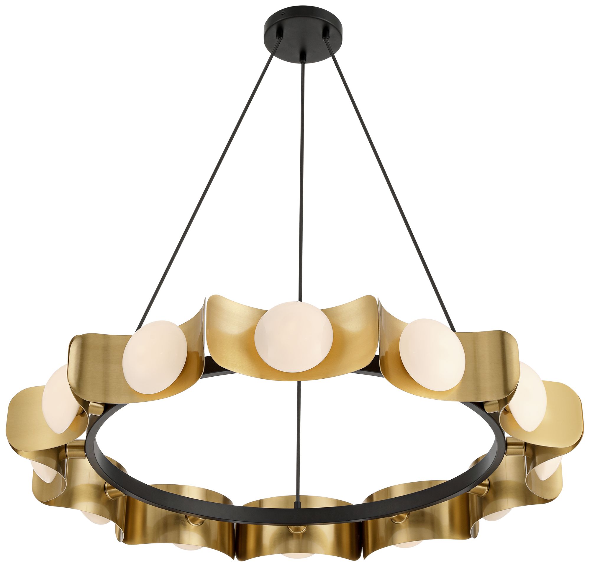 Possini Euro Novara 37 1/2" Wide Gold  Black 12-Light Ring Chandelier in scene