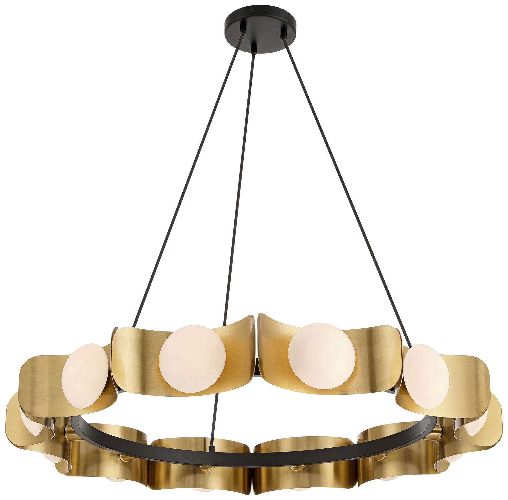 Possini Euro Novara 37 1/2" Wide Gold  Black 12-Light Ring Chandelier in scene