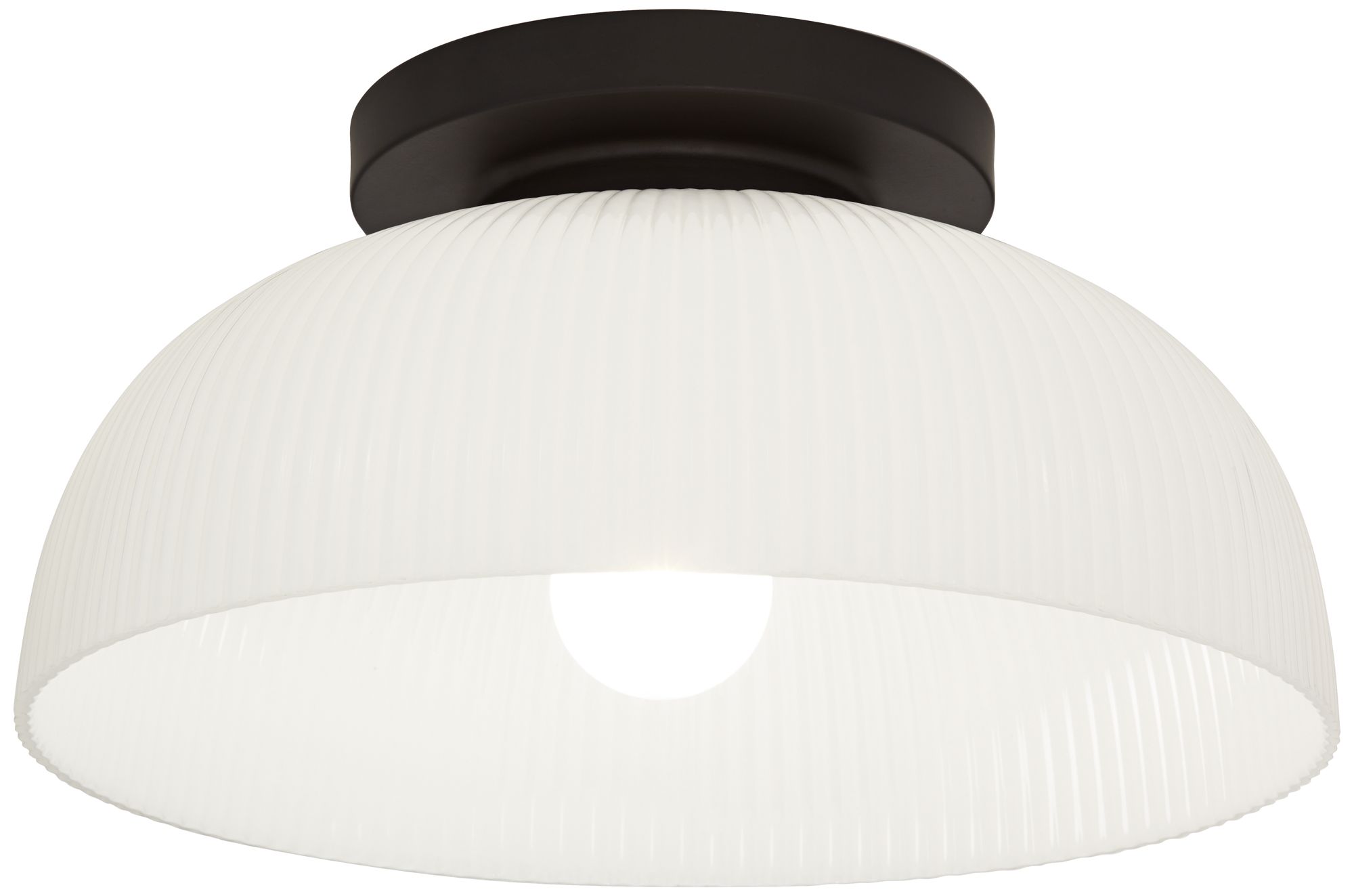 Image 6 Possini Euro Novia 14"W Black and Fluted Glass Ceiling Light more views