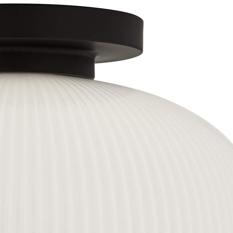 Image 3 Possini Euro Novia 14"W Black Ceiling Light with White Glass more views