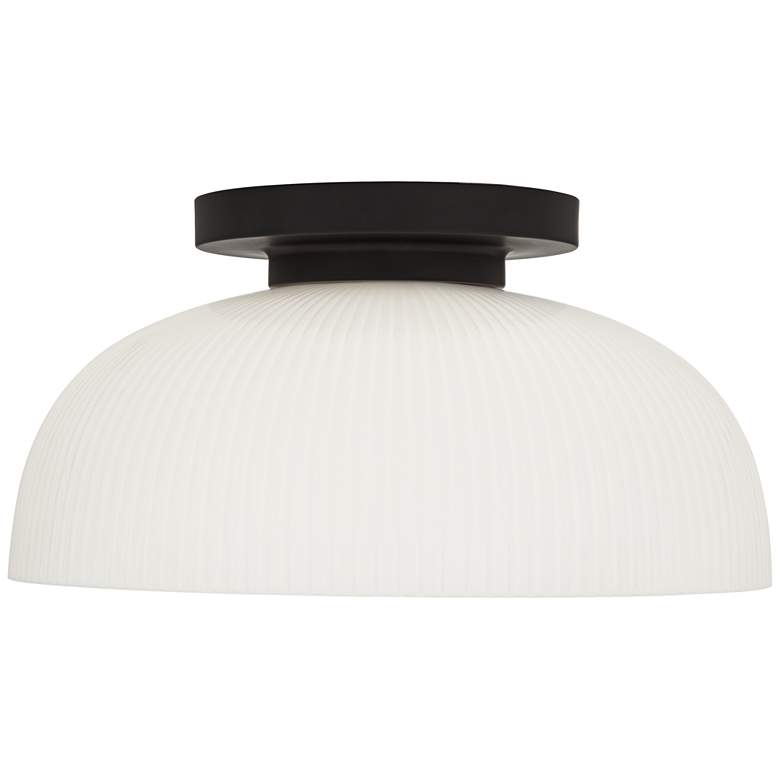 Image 5 Possini Euro Novia 14"W Black Ceiling Light with White Glass more views