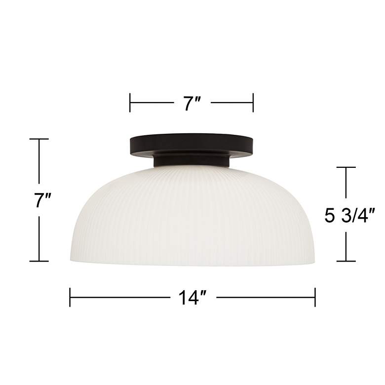 Image 7 Possini Euro Novia 14"W Black Ceiling Light with White Glass more views
