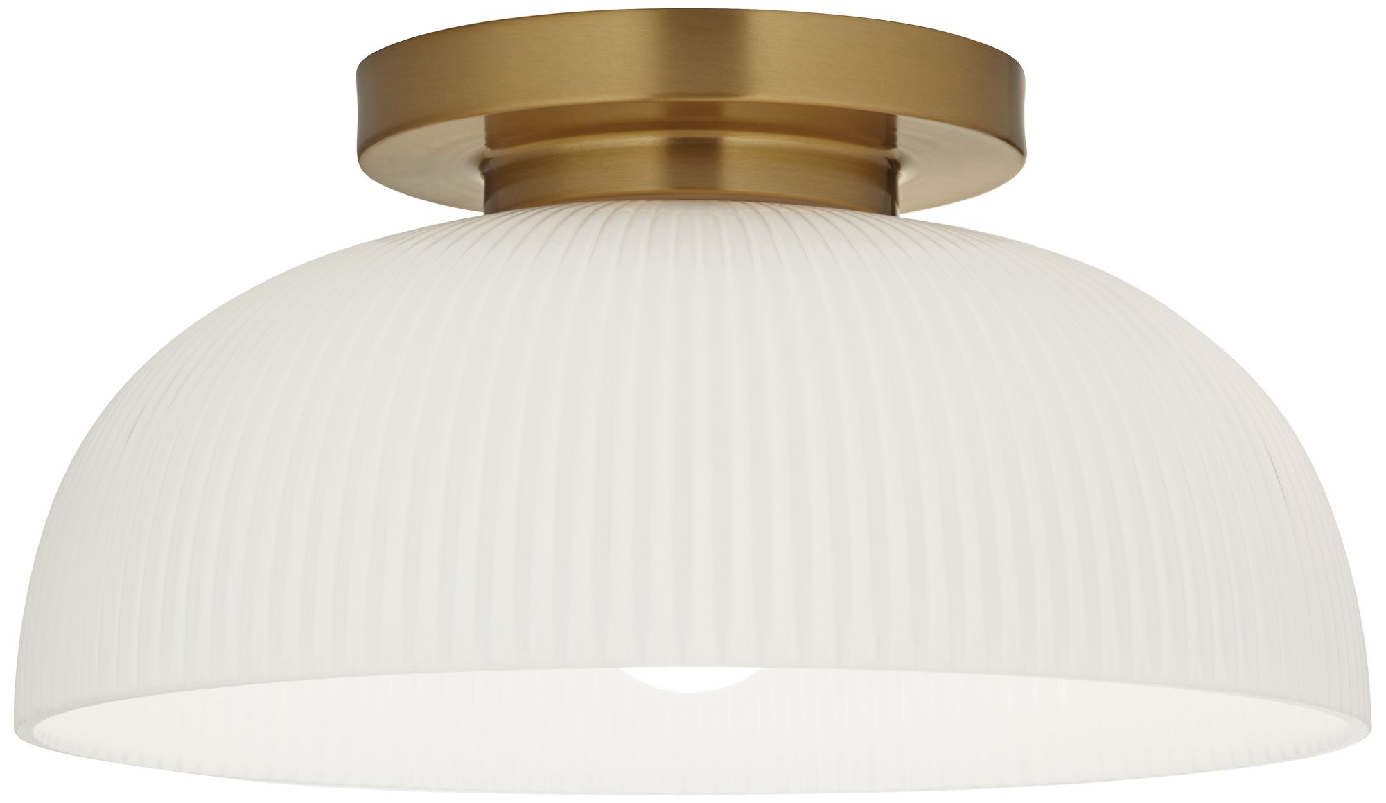 Image 2 Possini Euro Novia 14"W Brass and Fluted Glass Ceiling Light