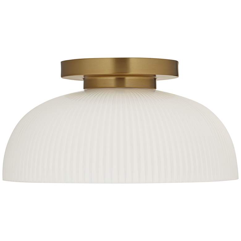 Image 5 Possini Euro Novia 14"W Brass Ceiling Light with White Glass more views