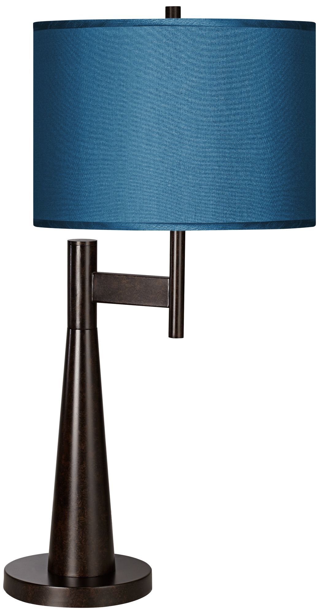 Image Possini Euro Novo 30 3/4" Blue Faux Silk Industrial Modern Table Lamp