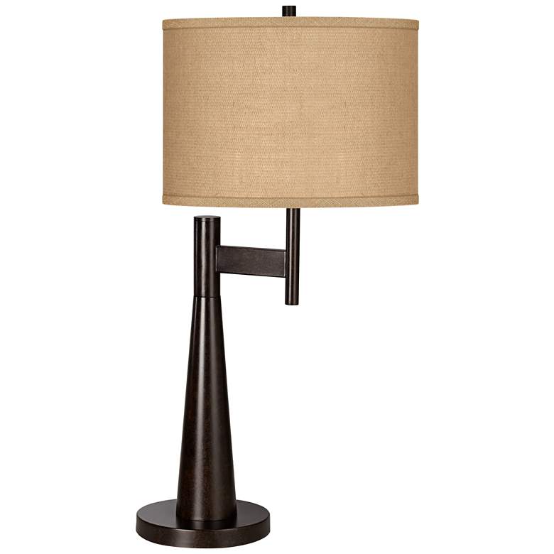 Image 1 Possini Euro Novo 30 3/4 inch Burlap Shade Industrial Modern Table Lamp