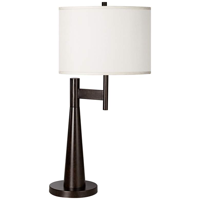 Image 1 Possini Euro Novo 30 3/4 inch Faux Silk Cream Industrial Modern Table Lamp
