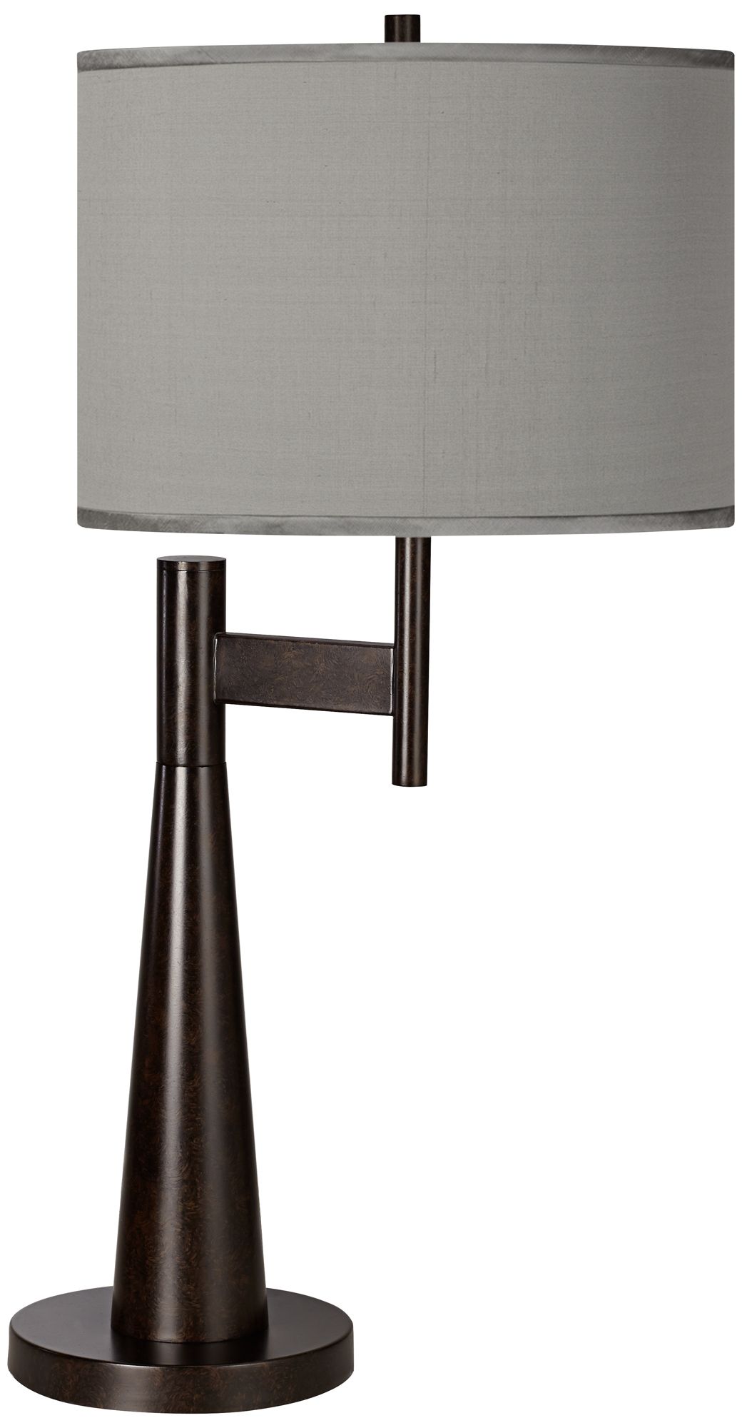 Image Possini Euro Novo 30 3/4" Faux Silk Gray Industrial Modern Table Lamp