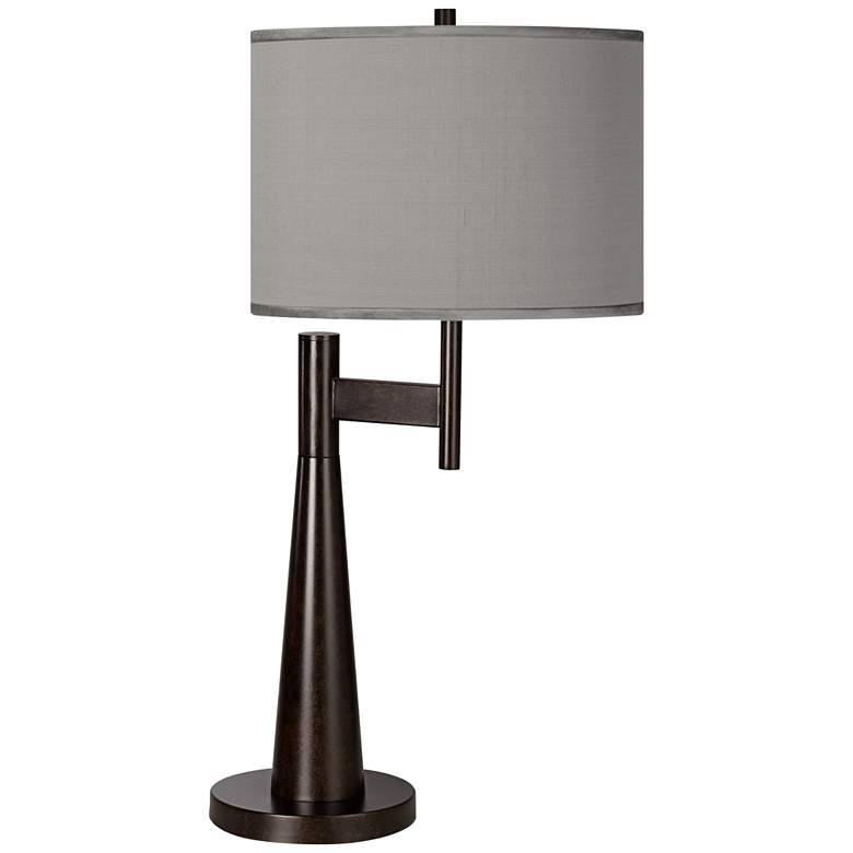 Image 1 Possini Euro Novo 30 3/4" Faux Silk Gray Industrial Modern Table Lamp