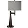 Possini Euro Novo 30 3/4" Faux Silk Gray Industrial Modern Table Lamp