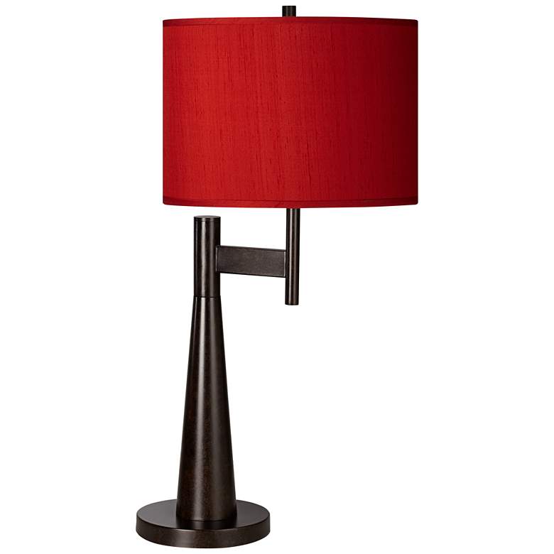 Image 1 Possini Euro Novo 30 3/4" Faux Silk Red Industrial Modern Table Lamp
