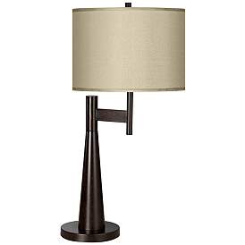 Image1 of Possini Euro Novo 30 3/4" Faux Silk Taupe Industrial Modern Table Lamp