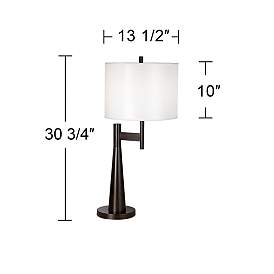 Image4 of Possini Euro Novo 30 3/4" Faux Silk Taupe Industrial Modern Table Lamp more views