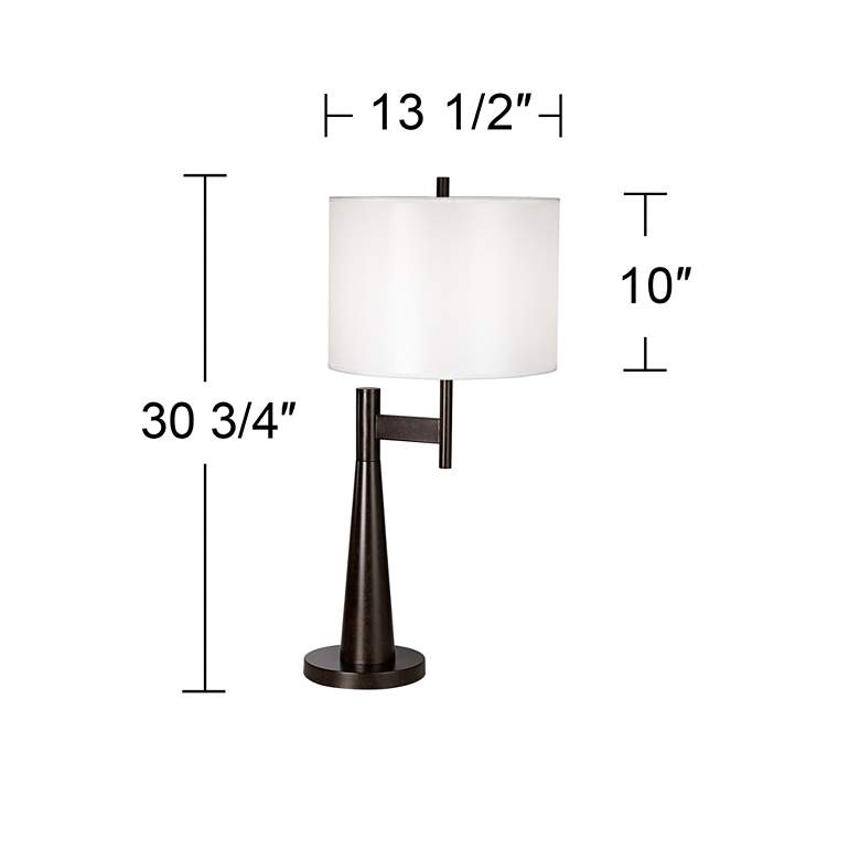 Image 4 Possini Euro Novo 30 3/4 inch Faux Silk Taupe Industrial Modern Table Lamp more views