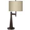 Possini Euro Novo Industrial Modern Table Lamp with Faux Silk Taupe Shade