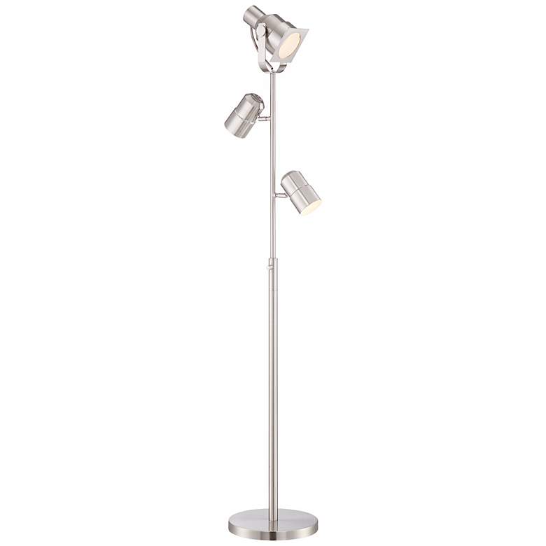 Image 2 Possini Euro Nuovo 70 inch Brushed Nickel 3-Light Modern Floor Lamp