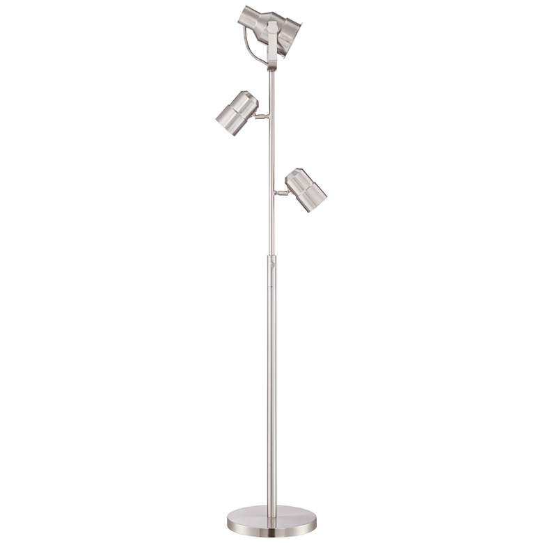 Image 6 Possini Euro Nuovo 70 inch Brushed Nickel 3-Light Modern Floor Lamp more views