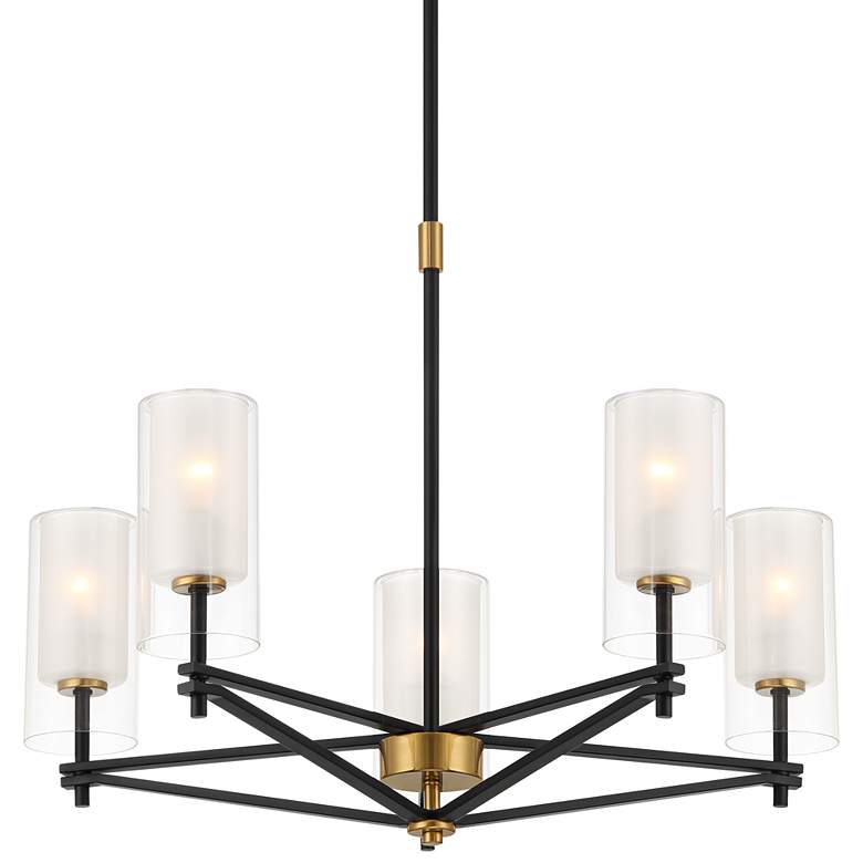 Image 2 Possini Euro Nyack 25" Open Frame Gold and Black 5-Light Pendant