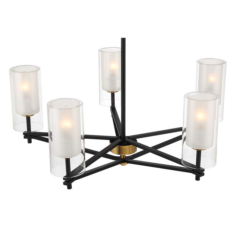 Image 6 Possini Euro Nyack 25" Open Frame Gold and Black 5-Light Pendant more views