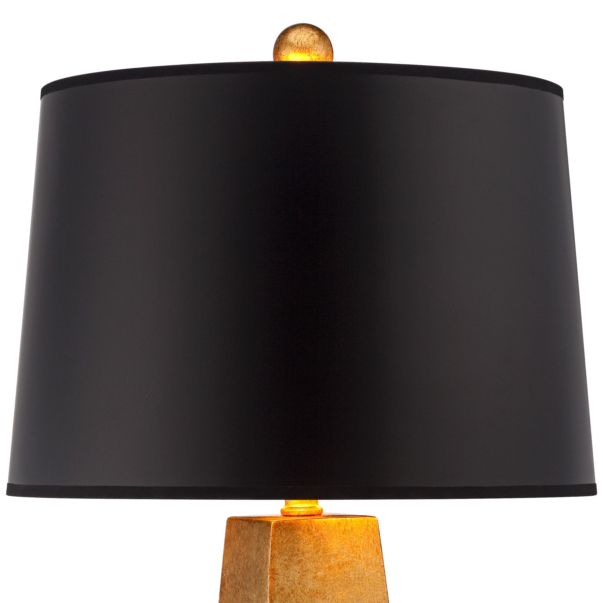 Image 3 Possini Euro Obelisk 26" Gold Leaf Lamp with Square Black Marble Riser more views
