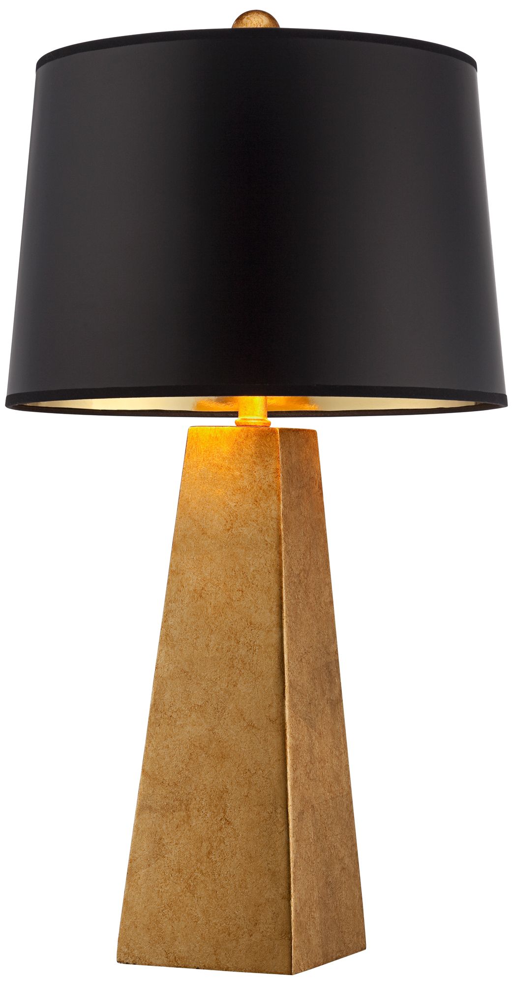 Image 6 Possini Euro Obelisk 26" Gold Leaf Lamp with Square Black Marble Riser more views
