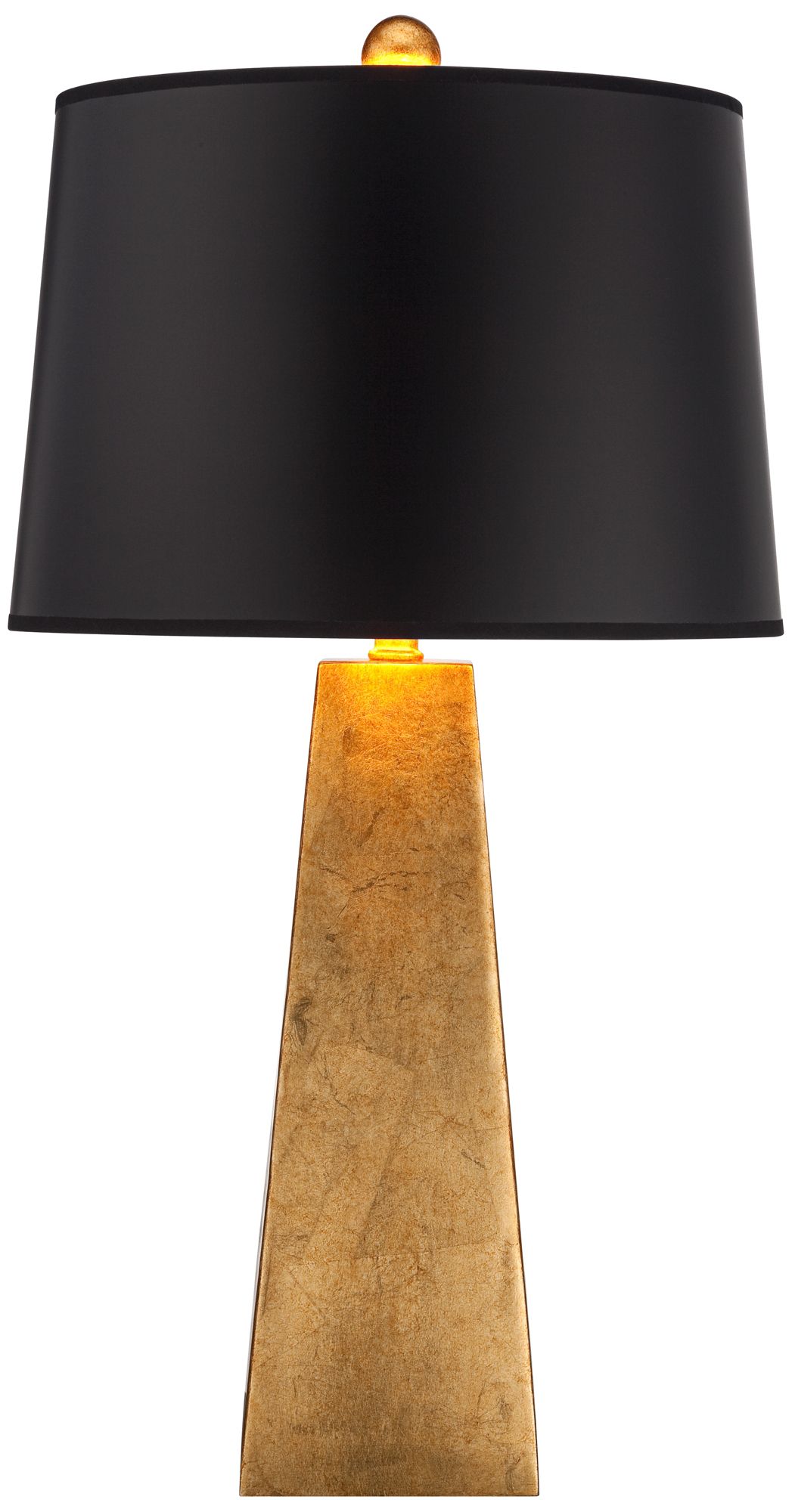 Image 7 Possini Euro Obelisk 26" Gold Leaf Lamp with Square Black Marble Riser more views