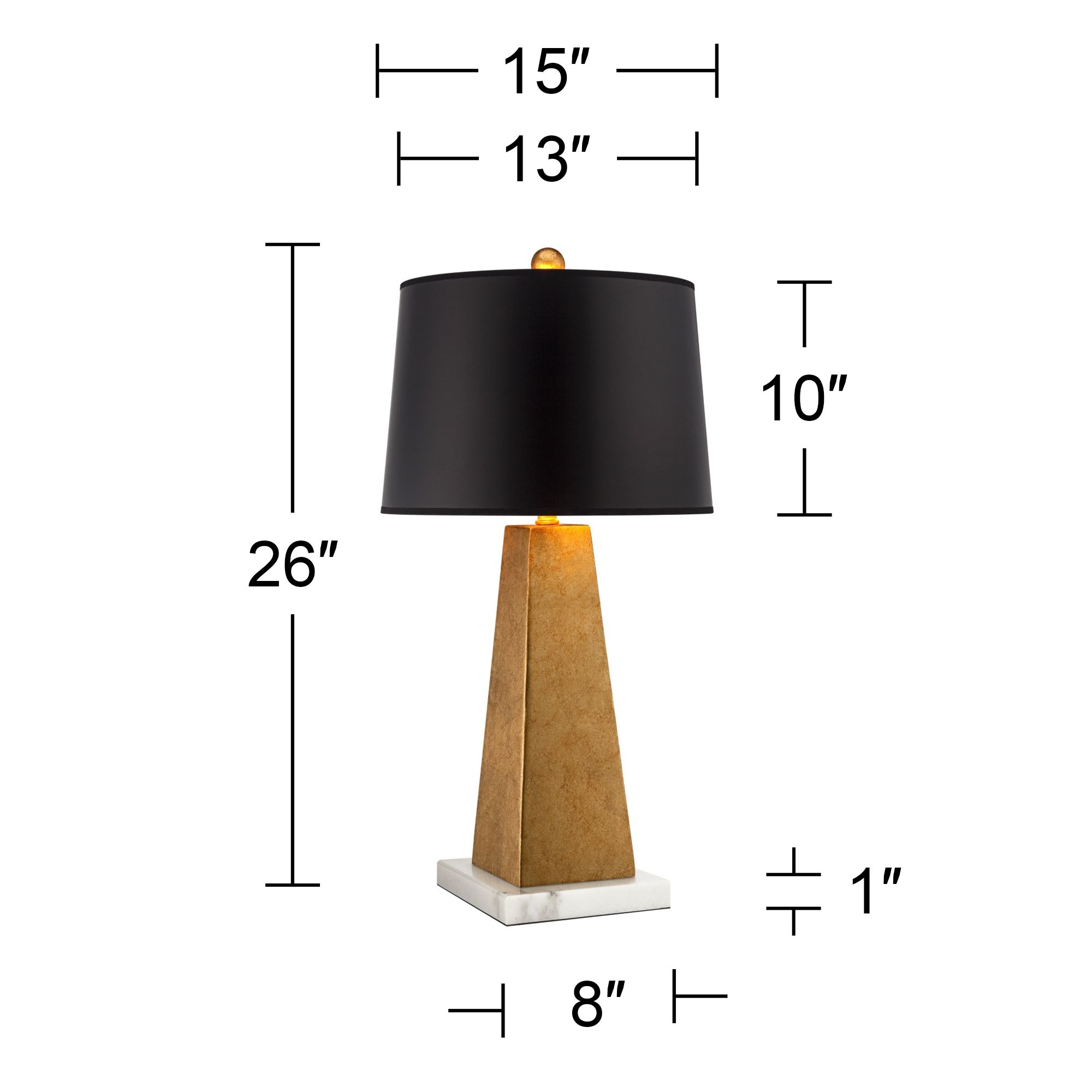 Possini Euro Obelisk 26" Gold Leaf Lamp with Square White Marble Riser