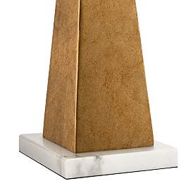 Image5 of Possini Euro Obelisk 26" Gold Leaf Lamp with Square White Marble Riser more views