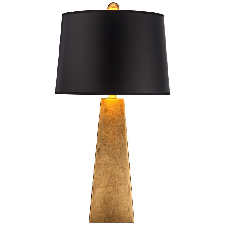 Image 7 Possini Euro Obelisk 26" Gold Leaf Lamp with Square White Marble Riser more views