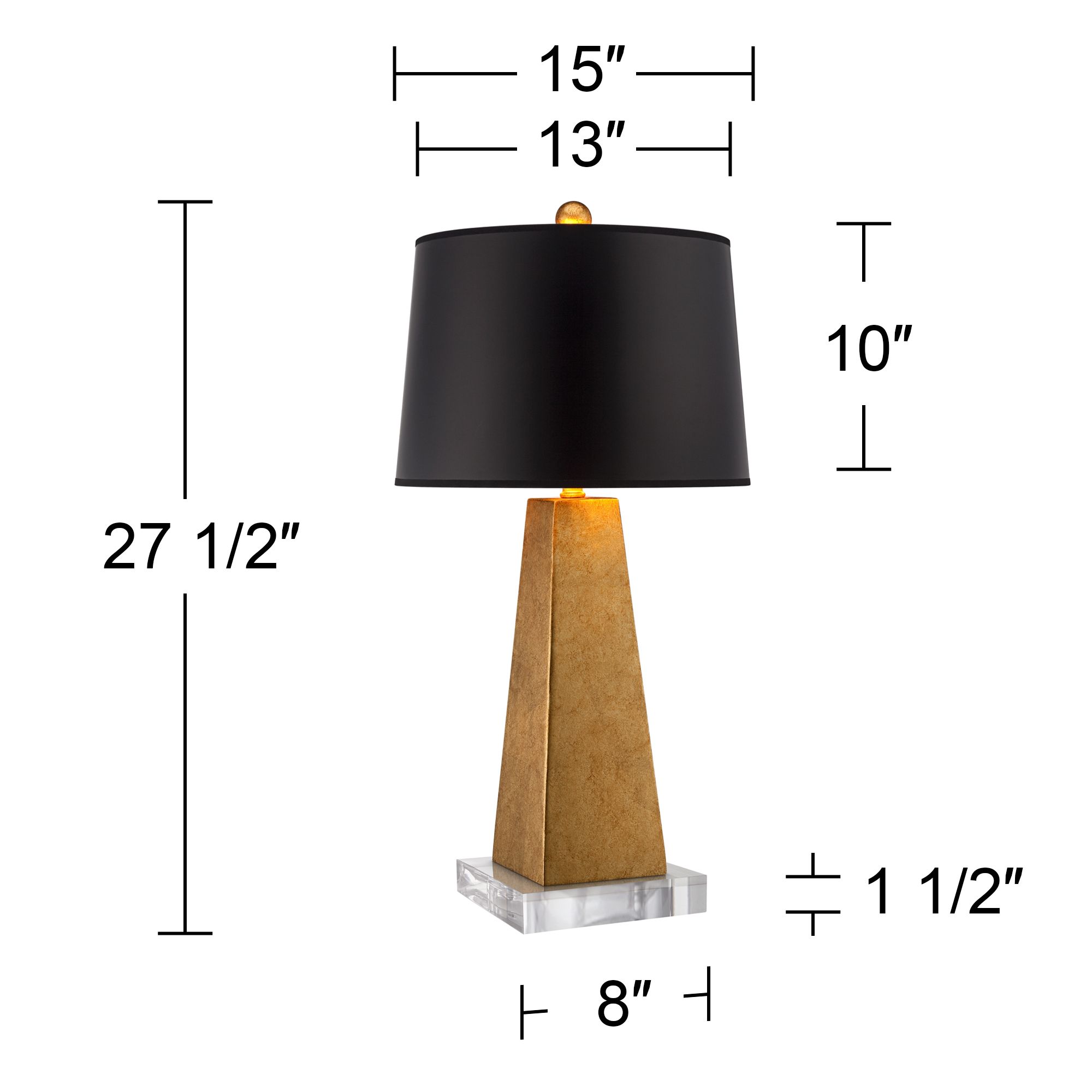 Possini Euro Obelisk 27 1/2" Gold Leaf Table Lamp with Square Riser