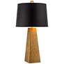 Possini Euro Obelisk Black Shade Gold Leaf Finish Modern Table Lamp in scene