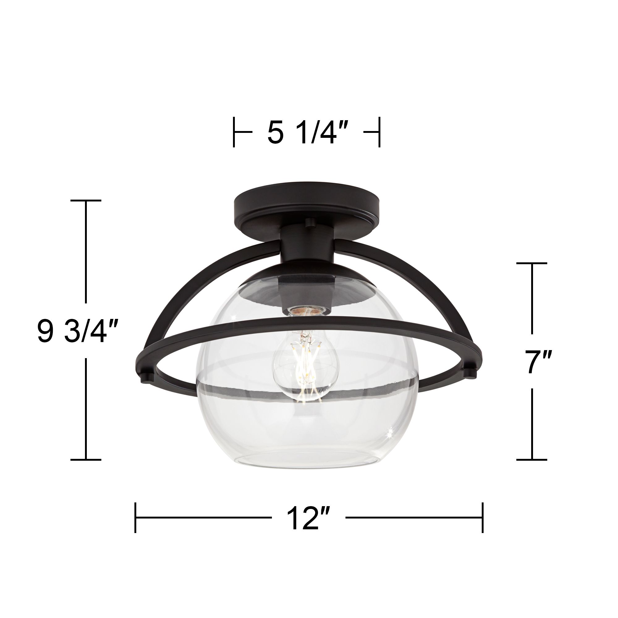 Possini Euro Oblys 12" Wide Black Ceiling Light