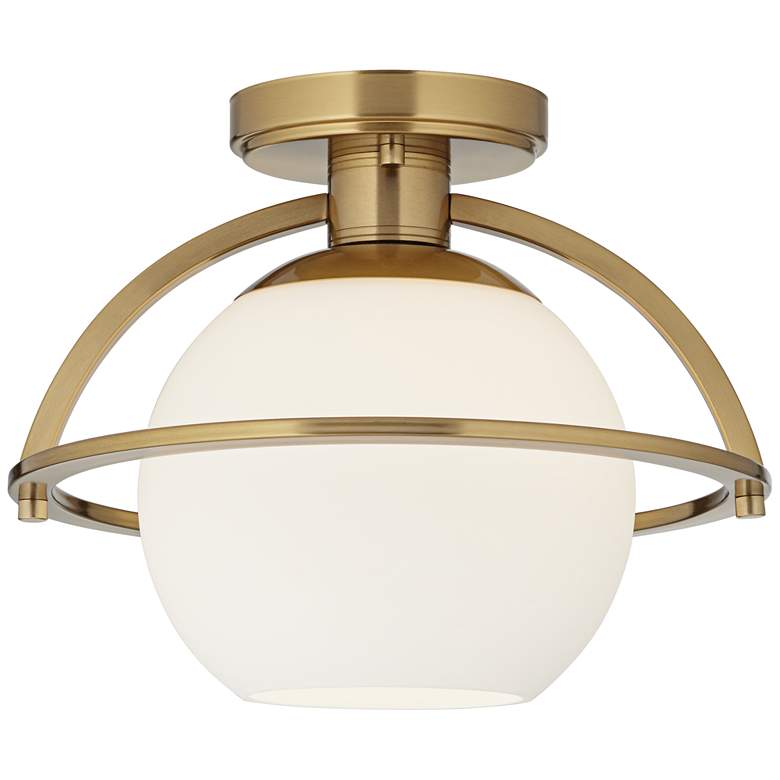 Image 2 Possini Euro Oblys 12" Wide Warm Brass Ceiling Light