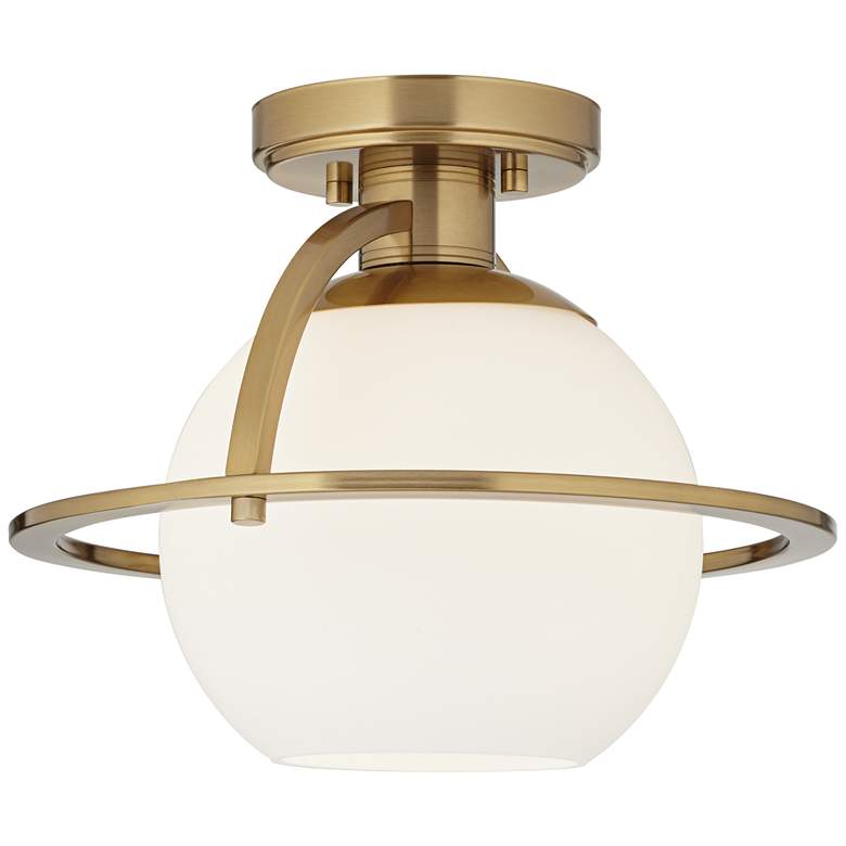 Image 6 Possini Euro Oblys 12" Wide Warm Brass Ceiling Light more views