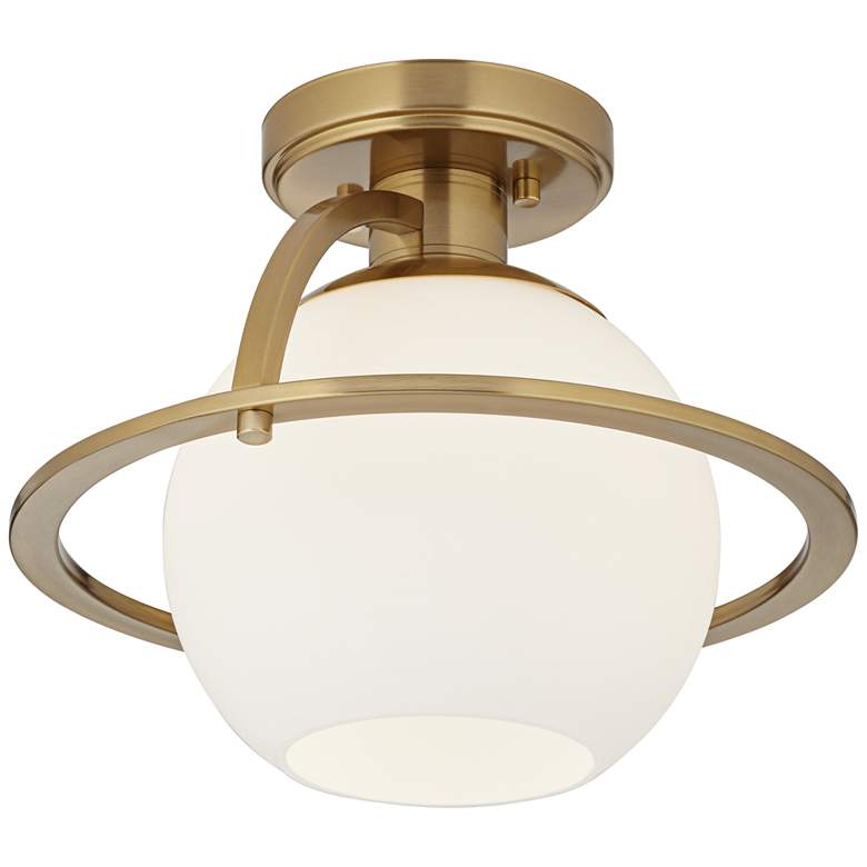 Image 7 Possini Euro Oblys 12" Wide Warm Brass Ceiling Light more views