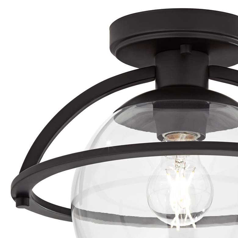 Image 3 Possini Euro Oblys 12"W Black Ceiling Light with Clear Glass more views