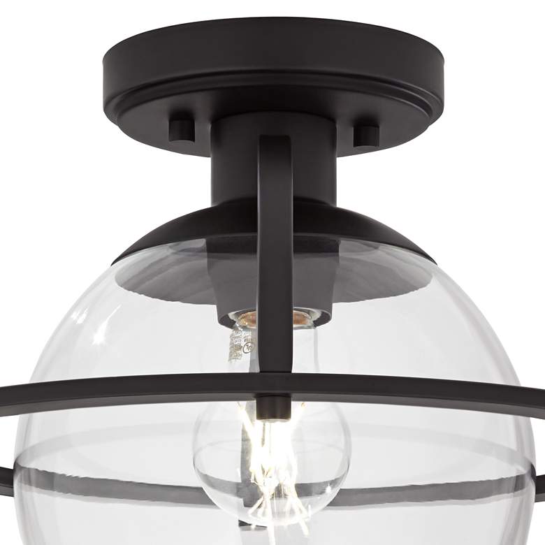Image 4 Possini Euro Oblys 12"W Black Ceiling Light with Clear Glass more views