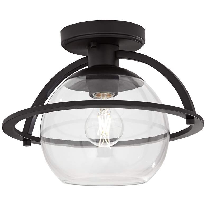 Image 6 Possini Euro Oblys 12"W Black Ceiling Light with Clear Glass more views