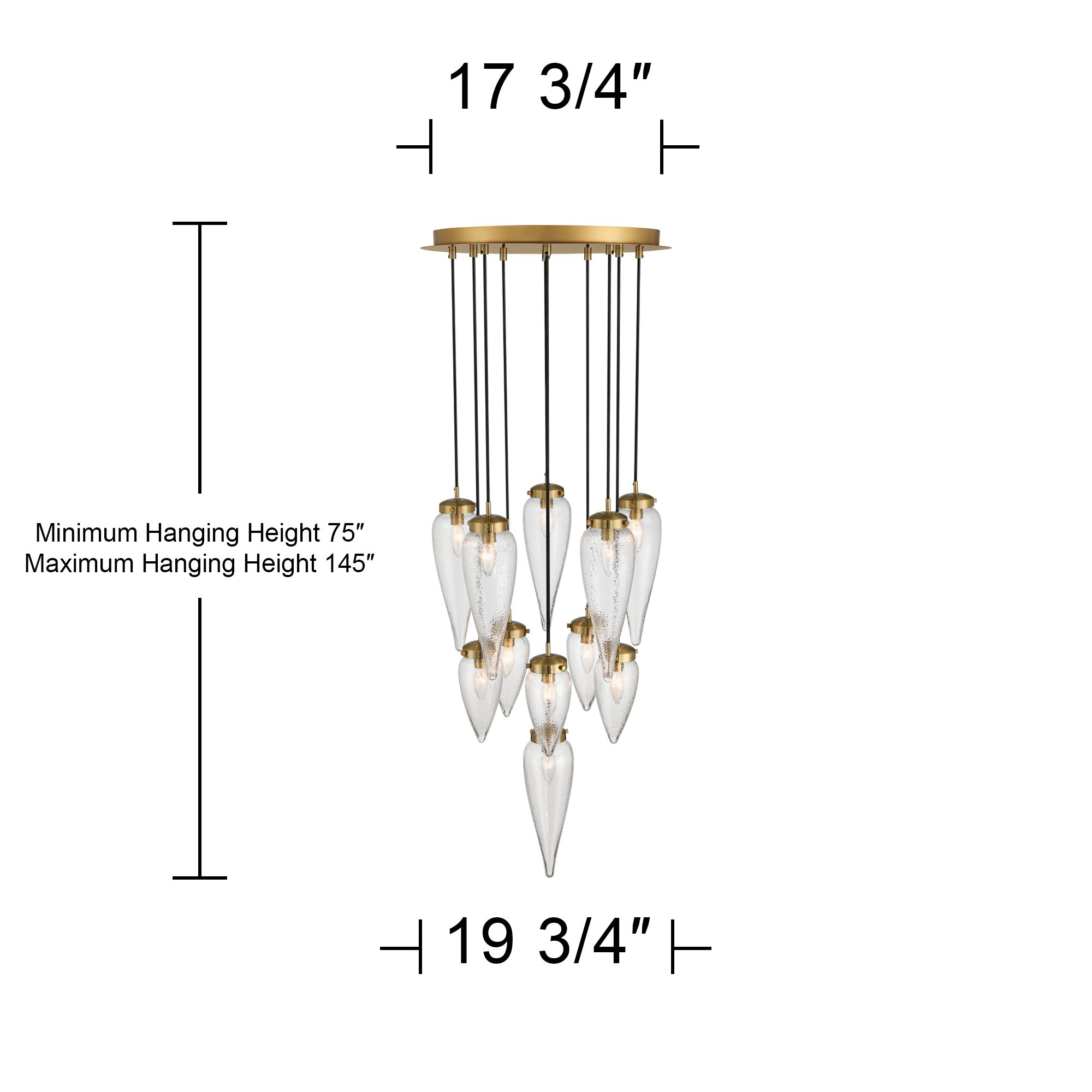 Possini Euro Odense 19 3/4"W Soft Gold Cast Glass 11-Light Chandelier in scene