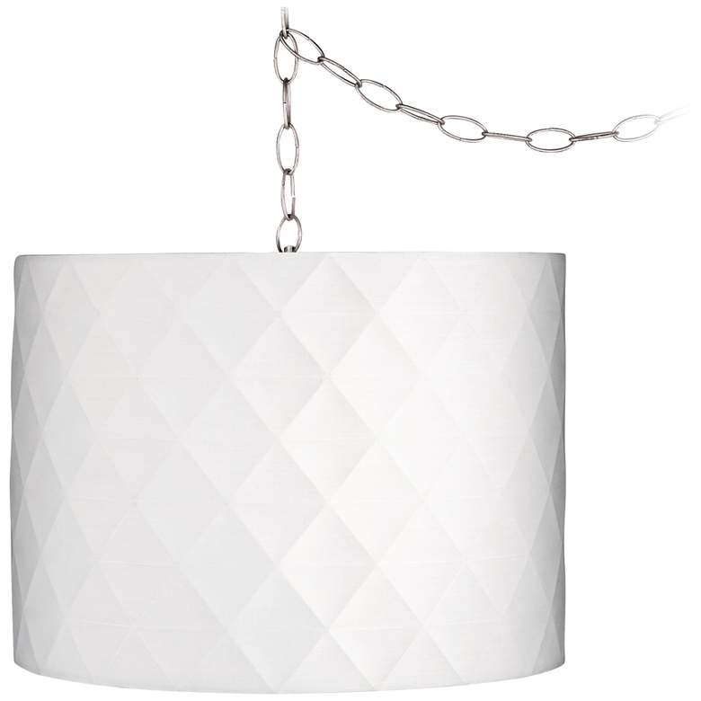 Image 1 Possini Euro Off-White 15" Wide Brushed Nickel Plug-In Swag Chandelier