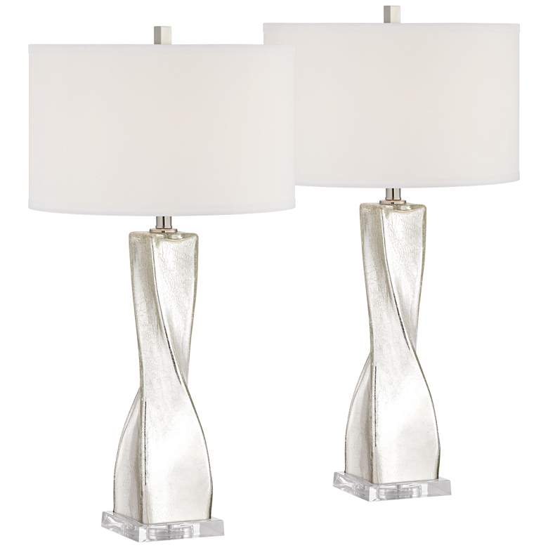 Image 2 Possini Euro Oirin 32 1/4" Crackle Mercury Glass Table Lamps Set of 2