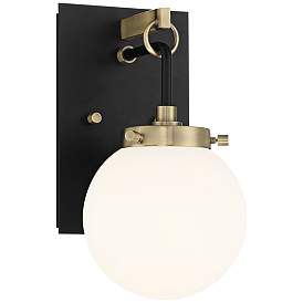 Image2 of Possini Euro Olean 11"H Black and Antique Brass Wall Sconce